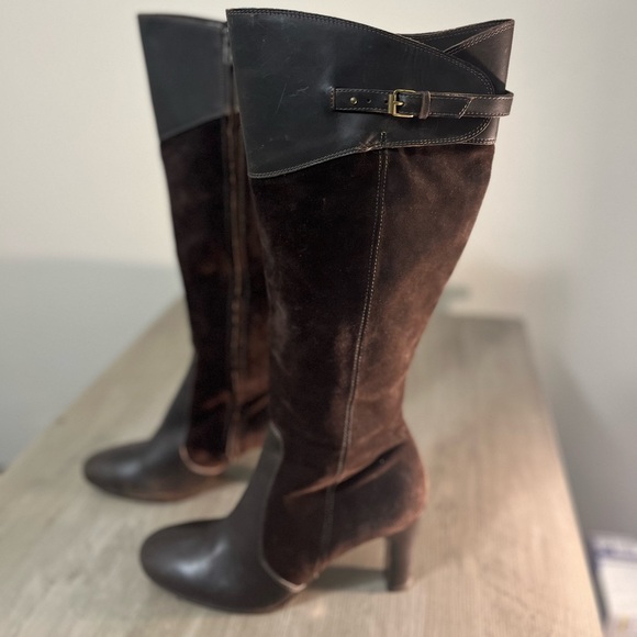 J Crew Leather Heeled Suede Boots - Picture 1 of 7